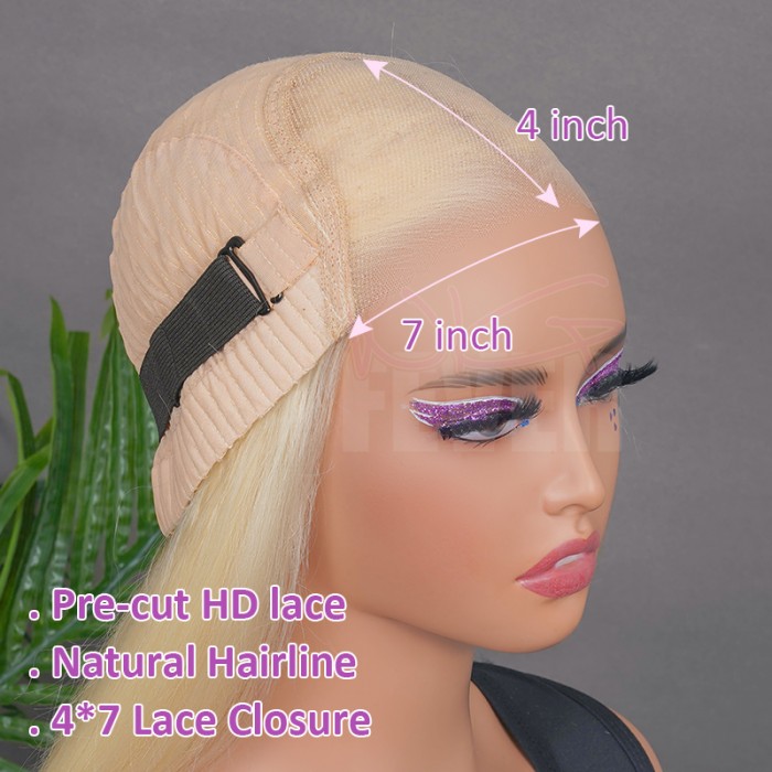Wigfever Blonde Wear Go Glueless Silky Straight Human Hair Hd Lace Closure Wigs Wigfever