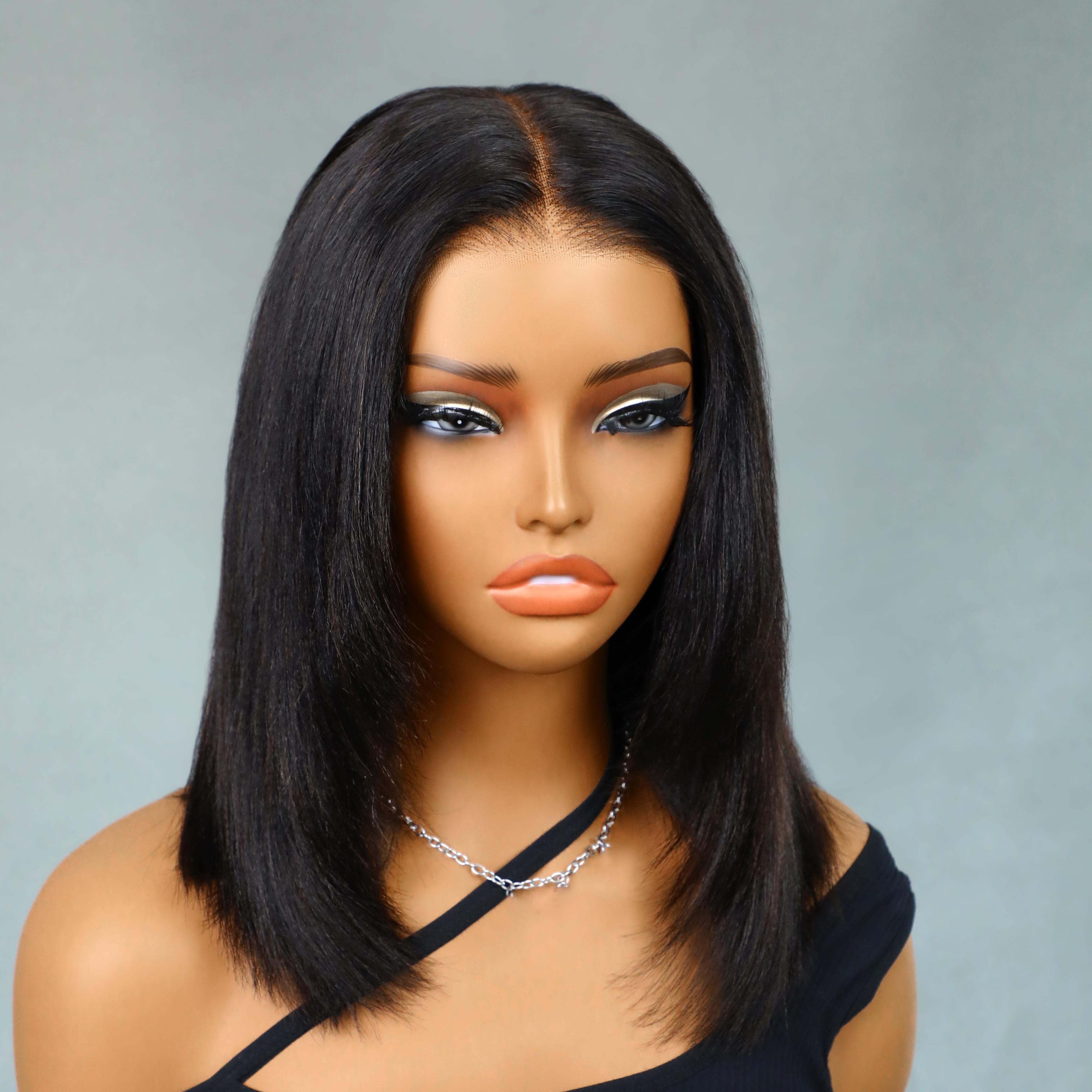 9x6 T Part Lace Yaki Straight Layered Glueless Bob Wigs