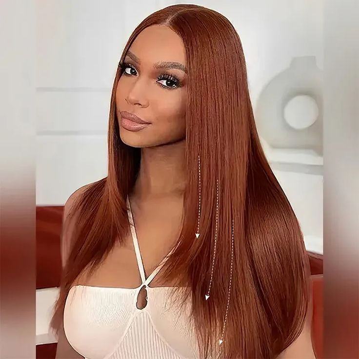 Wigfever Reddish Brown Silky Straight Pre-Plucked And Pre-Cut 7*4 Lace Closure Shake And Go Wigs