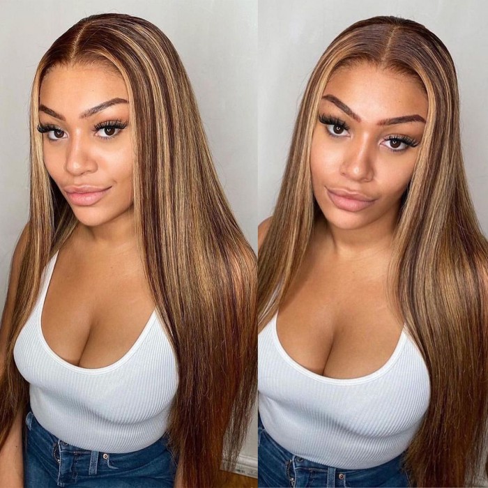 Wigfever Highlight Wear Go Glueless Silky Straight Human Hair HD Lace Closure Wigs