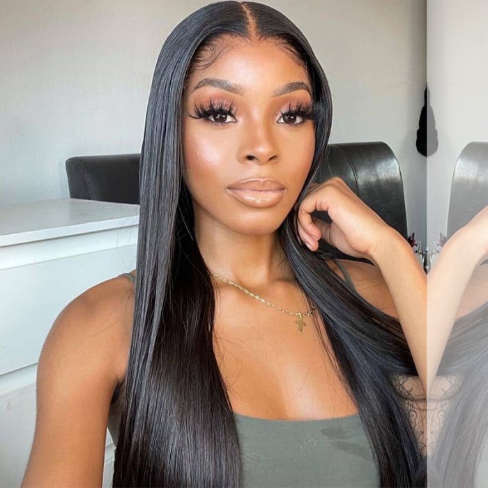 Straight Pre Plucked Wig Human Hair 4*4 Lace Closure Wig