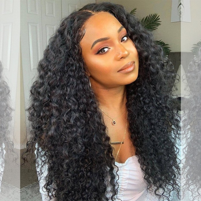 Deep Wave Lace Closure Wigs Pre Plucked Human Hair Wig