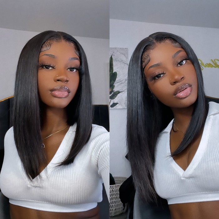 Wigfever Brazlian Natural Color Straight Bob Wig 13*4 Lace Frontal Human Hair Wigs