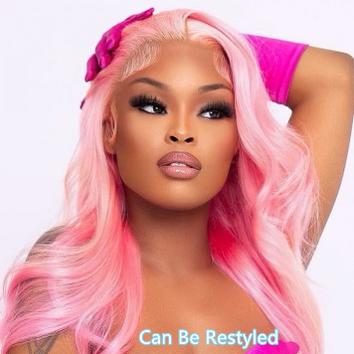 Fever Wigs Salmon Pink Straight 13*4 Lace Front Wigs