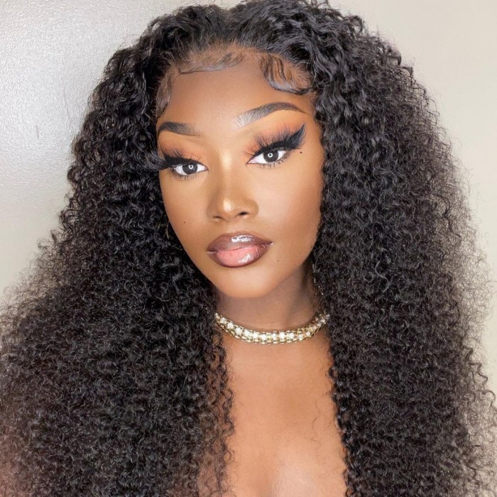 Upgrade Pre Bleached Wigfever Mongolian Kinky Curly 13x4 Lace Front Human Hair Wigs