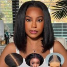 Wigfever 9x6 T-part Layered Cut Wear Go Bob Yaki Straight Glueless Wig Natural Hairline Deep Part Lace Human Hair Wig