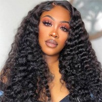 16 Inch Wigfever Deep Wave 180% Density Glueless 13*4 Pre-Plucked HD Lace Front Wig | Super Sale