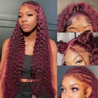 Wigfever 99J Burgundy Water Wave 180% Density Glueless Lace Closure Wig