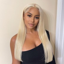Wigfever Silky Straight Hair 13*4 Lace Front Wig 180% Density 613 Blonde Human Hair Wigs