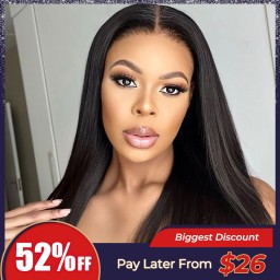Upgrade Pre Bleached Wigfever Mongolian Silky Straight 13*4 Lace Front Human Hair Wigs