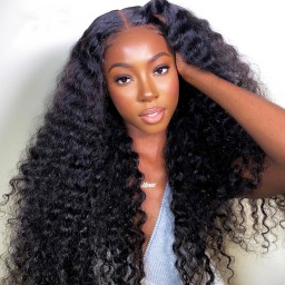 Upgrade Pre Bleached Wigfever Mongolian Deep Wave 13x4 Lace Front Human Hair Wigs