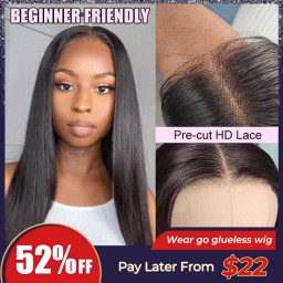 Wigfever Wear Go Wig Silky Straight 180% Density Glueless Human Hair HD Lace Closure Wigs