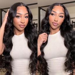 Wigfever Natural Body Wave Pre-Cut 13x4 Lace Frontal Bleached Knots Natural Hairline Wear Go Glueless Wig With Invisi Draw-Strings
