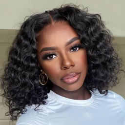 Wigfever Water Wave Pre Bleached Knots Wear Go Glueless HD Pre Plucked Hairline 7*4 Lace Closure Short Bob Wig