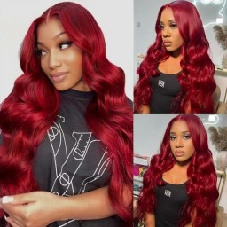 Wigfever 99J Burgundy Body Wave Pre-Plucked Glueless Wear Go 7*4 Lace Closure Wig