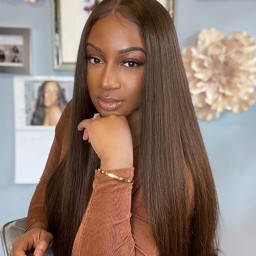 28 Inch Wigfever 13*4 Dark Brown #4 Color Straight Lace Front Human Hair Wigs