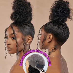 Wigfever 360 Kinky Curly Invisi Drawstring Wear Go Glueless Pre-Bleached And Pre-Cut Lace Human Hair Wig