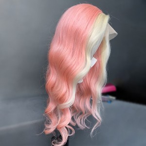 Wigfever Pink& Blonde Highlight Straight Lace Front Human Hair Wigs