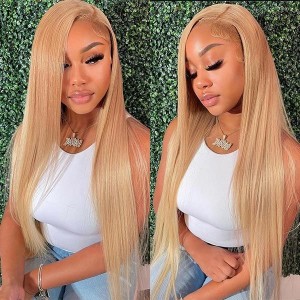 Wigfever Honey Blonde Silky Straight 13*4 Lace Front Human Colored Wigs