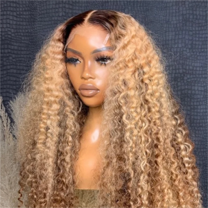 Wigfever Highlight With Dark Root Water Wave13*4 180% Density Lace Front Wig
