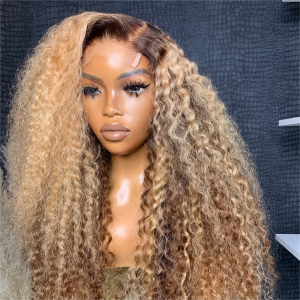 Wigfever Highlight With Dark Root Water Wave13*4 180% Density Lace Front Wig