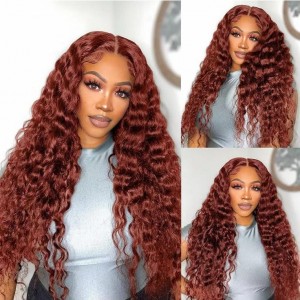 20 Inch | Wigfever Reddish Brown Deep Wave Pre-Plucked And Pre-Cut Glueless 7*4 Lace Closure Wig