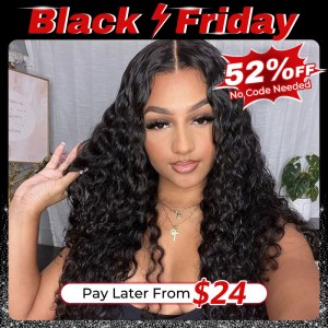 Wigfever Glueless HD lace Water Wave 180% Density Human Hair Lace Closure Wigs