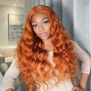 Wigfever Ginger Orange Body Wave Coloured Human Hair Lace Front Human Hair Wigs