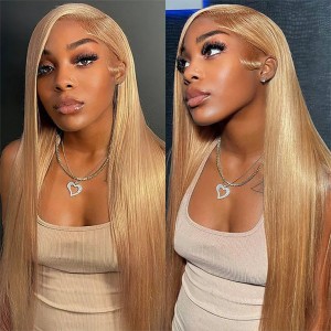 Wigfever Honey Blonde Straight Glueless 180% Density Wear Go 7*4 Pre-Cut Lace Closure Wig