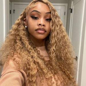 Wigfever Honey Blonde Water Wave Glueless Wear Go 180% Density Pre-Cut Lace Closure Wig