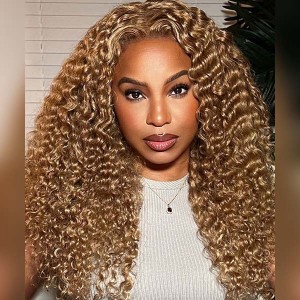 Wigfever Honey Blonde Water Wave Glueless 180% Density Pre-Cut Lace Closure Wig