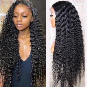 Wigfever Long wigs Deep Wave Human Hair 13*4 Lace Front 30-40inch Wigs For Women