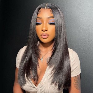 Flash Sale Wigfever Silky Straight Layered Cut Wear Go Glueless Pre-Cut 7*4 Lace Closure Wig