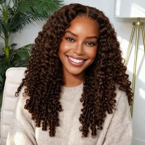 Wigfever M-Cap 9x6 Chocolate Brown Burmese Curly 9x6 Wear Go Glueless Lace Closure Wig With Elastic Drawstring