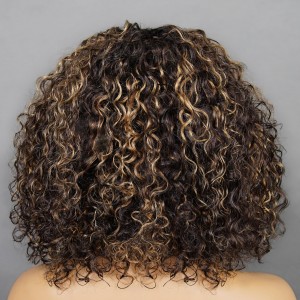 Wigfever Ombre Highlight Brown Bob Water Wave Wear Go Pre-Plucked And Pre Cut Glueless 7*4 Lace Closure Wig