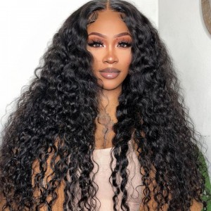 Wigfever Water Wave Pre Bleached Knots Wear Go Glueless 4*7 Pre-Plucked HD Lace Closure Human Hair Wig
