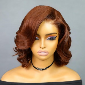 Wigfever Brown Blowout Kinky Straight Bob Wear Go Glueless 7*5 Pre Plucked HD Lace Closure Wig