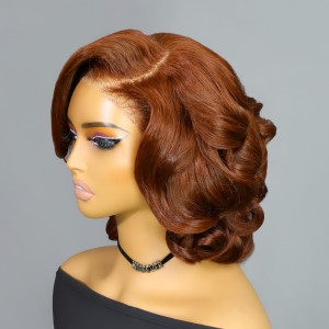 Wigfever Brown Blowout Kinky Straight Bob Wear Go Glueless 7*5 Pre Plucked HD Lace Closure Wig