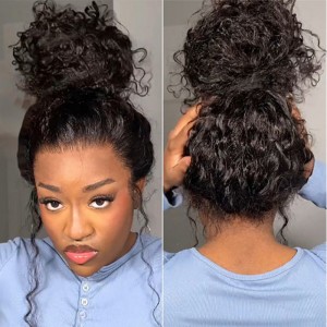 Wigfever 360 Water Wave Invisi Drawstring Wear Go Glueless Pre-Bleached And Pre-Cut Lace Human Hair Wig