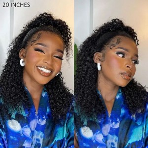 Wigfever 360 Kinky Curly Invisi Drawstring Wear Go Glueless Pre-Bleached And Pre-Cut Lace Human Hair Wig
