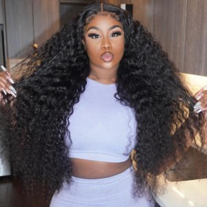 Wigfever Pre Plucked 30-40 Inch longer Kinky Curly Lace Front Human Hair Wig