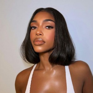 Wigfever Straight Bleached Knots Wear Go Pre-Cut And Pre Plucked Glueless 4*7 HD Lace Closure Human Hair Bob Wig