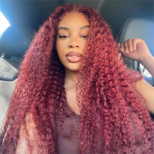 Wigfever 99J Burgundy Water Wave 180% Density Glueless Lace Closure Wig