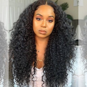 Wigfever Deep Wave 4*4 Lace Closure Wigs Human Hair Lace Wig