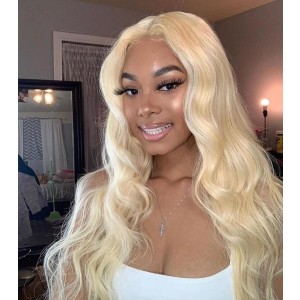 18 Inch 613 Color Silky Straight 4*4 HD Lace Closure 180% Density  Wigs
