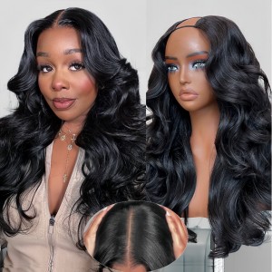 Wigfever New In Pre-Styled Butterfly Layered Cut 250% Density Halfwig/V/U Part Sew In Wig Natural Black Human Hair Wigs