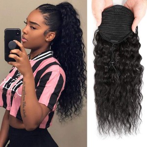 Wigfever Water Wave Wrap-around Upgraded Drawstring Fluffy Ponytail Extension 100% Human Hair