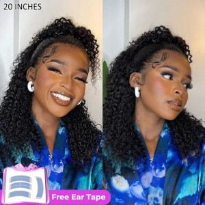 Wigfever 360 Kinky Curly Invisi Drawstring Wear Go Glueless Pre-Bleached And Pre-Cut Lace Human Hair Wig