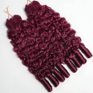 Wigfever New In 99J Burgundy Burmese Curly Crochet Boho Bulk Braiding Miracle Knots Hair Beginner Friendly Human Hair