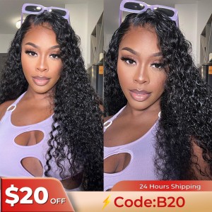 Upgrade Pre Bleached Wigfever Mongolian Water Wave 13x4 Lace Frontal Human Hair Wigs